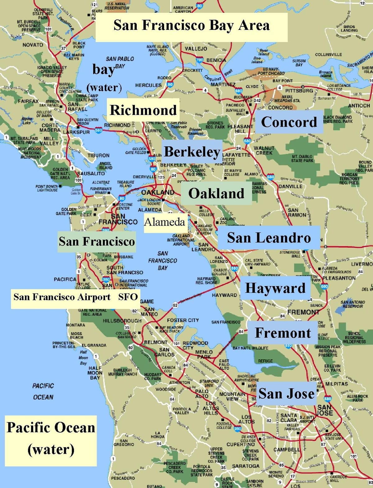 SFO ಬೇ ಏರಿಯಾ ನಕ್ಷೆ