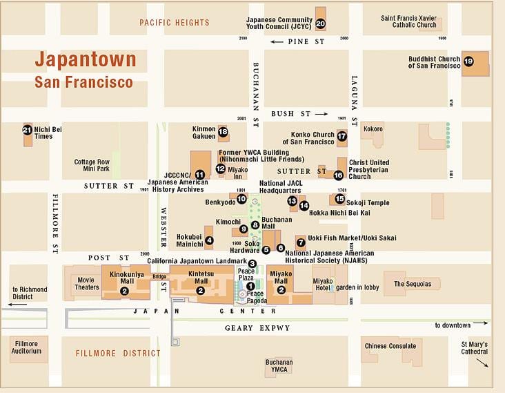 ನಕ್ಷೆ japantown ಸ್ಯಾನ್ ಫ್ರಾನ್ಸಿಸ್ಕೋ