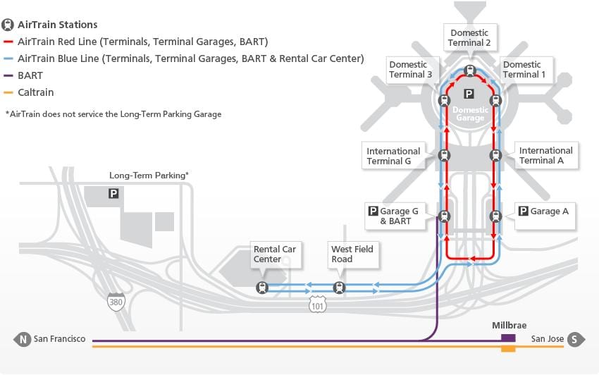 ನಕ್ಷೆ SFO airtrain