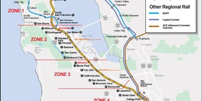 Caltrain ಮಾರ್ಗ ನಕ್ಷೆ